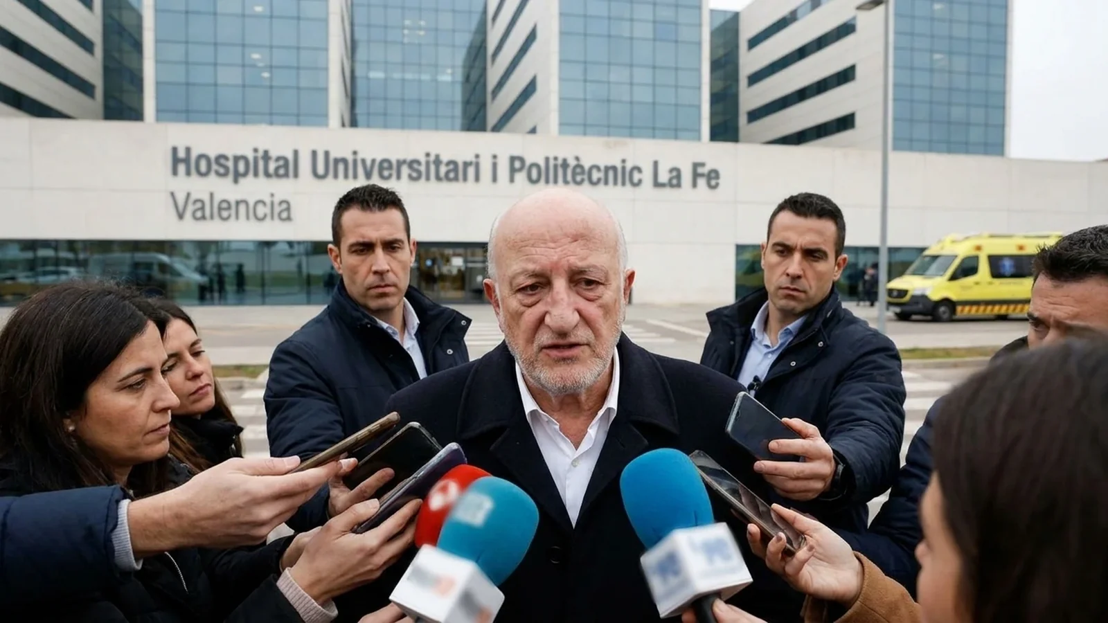 Juan Roig habla con los periodistas a la puerta del Hospital La Fe de Valencia