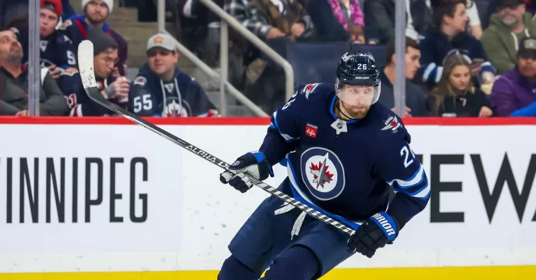 Winnipeg’s Blake Wheeler keeps stopping shots with his man parts
