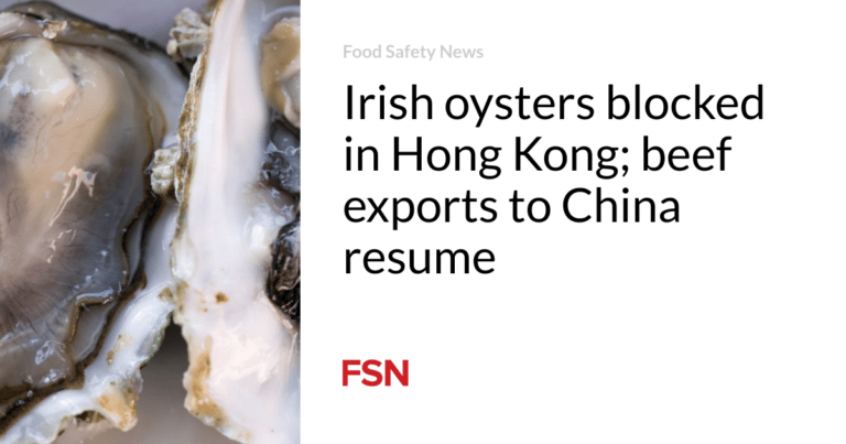 Irish oysters blocked in Hong Kong; beef exports to China resume