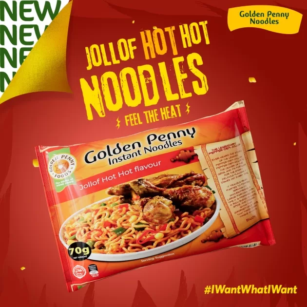 FMN Iconic Brand, “Golden Penny Noodles” Introduces a New Spicy Flavour in Its Range of Noodles, – the All New Jollof Hot Hot Flavour!